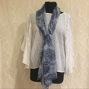 Blue silk scarf shawl wrap hijab chiffon NWT stole
